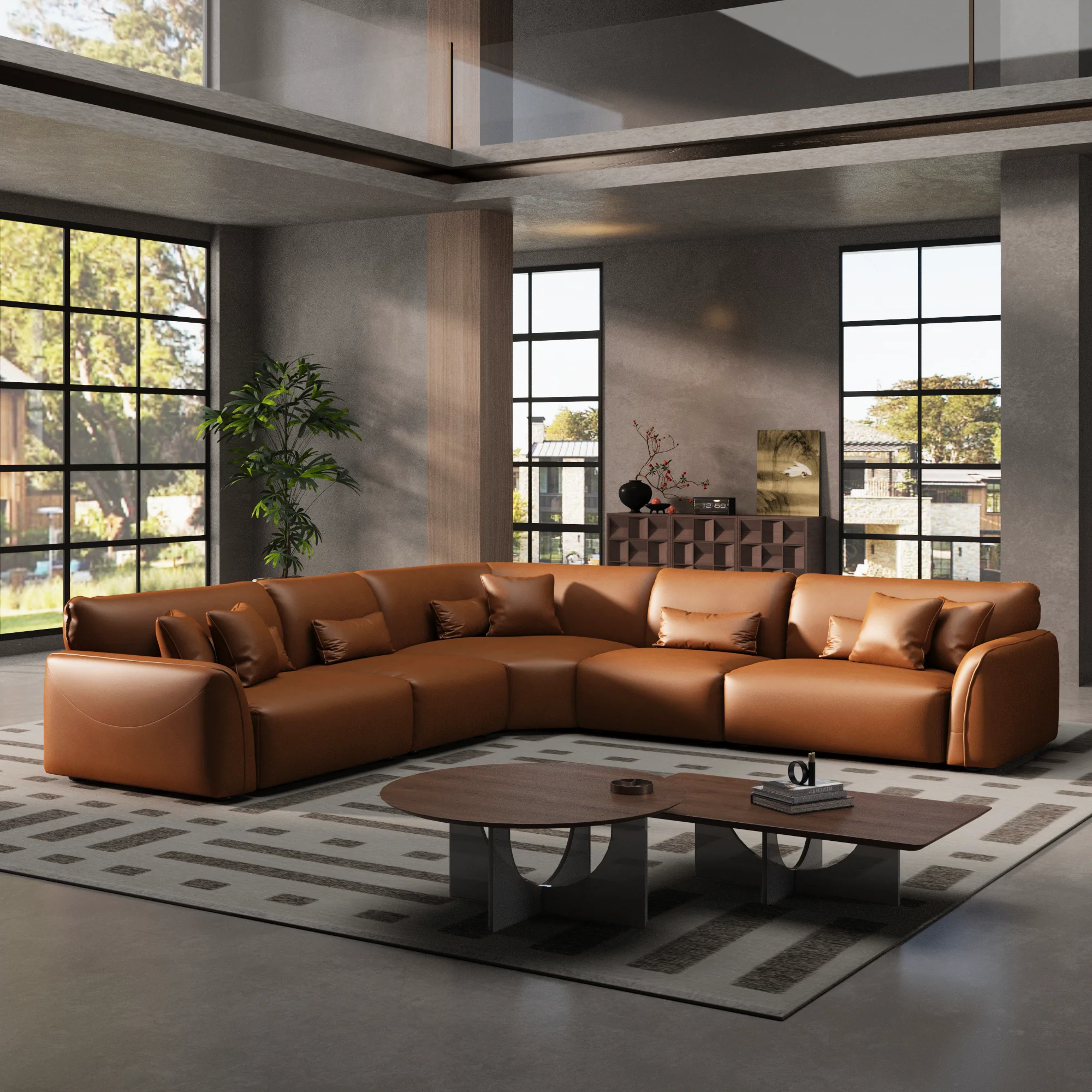 Milano Moda Minimalist Leather Corner Sofa