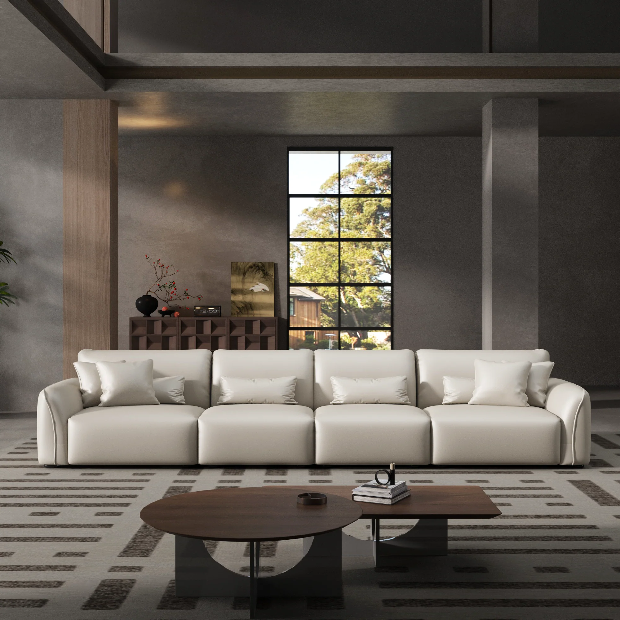 Milano Moda Minimalist White Leather Sofa